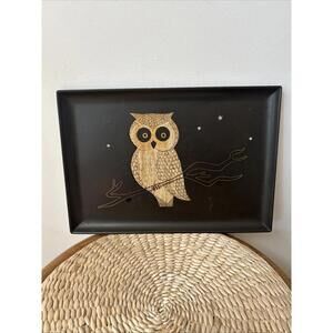 Couroc Monterey California Owl Tree Serving Tray 15.5 X 11 in Mid Century Modern